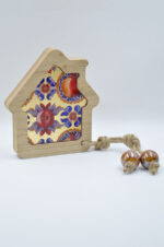 Tabletop decorative wooden house with plexiglass and gold leaf - Image 2