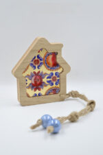 Tabletop decorative wooden house with plexiglass and gold leaf