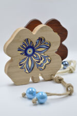 Tabletop decorative wooden trefoil with plexiglass and gold leaf