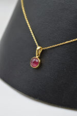 Gold plated silver 925° necklace with mineral stone "Red ruby" - Image 5
