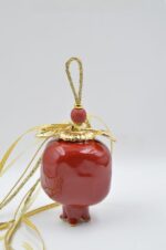 Venetian red ceramic pomegranate hanging ornament