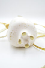 Golden splash ceramic pomegranate hanging with red bead - Image 4