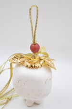 Golden splash ceramic pomegranate hanging with red bead - Image 2