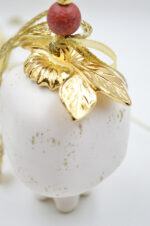 Golden splash ceramic pomegranate hanging with red bead - Image 3