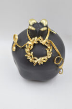 Royal black ceramic pomegranate with gold wreath - Image 3