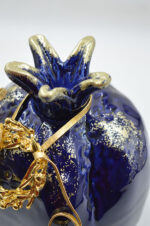 Royal blue ceramic pomegranate with gold wreath (large size) - Image 8