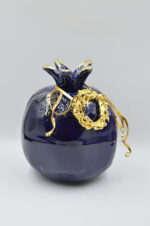 Royal blue ceramic pomegranate with gold wreath (large size) - Image 7