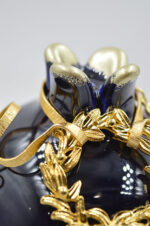 Royal blue ceramic pomegranate with gold wreath - Image 5
