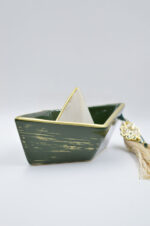 Lux olive green ceramic boat with clover 2025 - Image 5