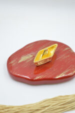 Venetian red presse papier with gold boat - Image 4