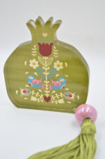 Tabletop green plexiglass pomegranate 2025 with pink bead - Image 3