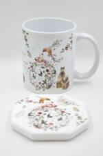 Set marble coaster & mug Happy New Year