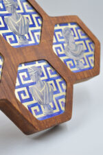 Decorative brown wooden hive with Ancient Greek women with plexiglass and gold leaf - Image 2