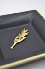 Royal black ceramic plate with gold olive leaf - Image 2