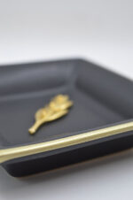 Royal black ceramic plate with gold olive leaf - Image 6
