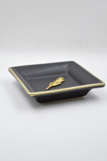 Royal black ceramic plate with gold olive leaf - Image 4
