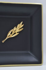 Royal black ceramic plate with gold olive leaf - Image 5