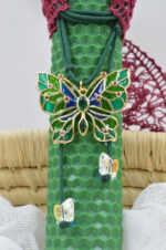 Beeswax easter candle with green butterfly zircon necklace and Swarovski - Image 2