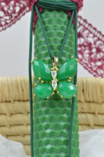 Beeswax easter candle with green butterfly and zircon necklace - Image 5