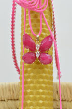 Beeswax easter candle with fuchsia butterfly and zircon necklace - Image 2