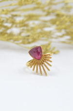 Gold plated silver 925° ring with mineral stone "Ruby"