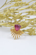 Gold plated silver 925° ring with mineral stone "Ruby" - Image 4