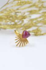 Gold plated silver 925° ring with mineral stone "Ruby" - Image 3