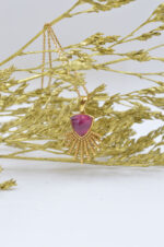 Gold plated silver 925° necklace with mineral stone "Ruby" - Image 2