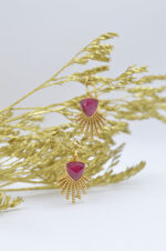 Gold plated silver 925° earrings with mineral stone "Ruby" - Image 3