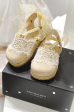 Babywalker fabric espadrilles with lace detail