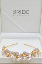 Charlotte Handmade headpiece with flowers by Nektaria - Image 4