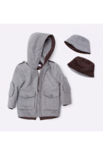 Children's woolen gray coat with pockets