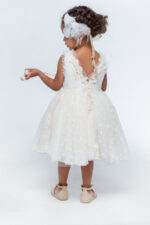 Christening dress with lace and tulle embroidery - Image 2
