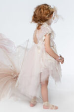 Pink lace flowers christening dress - Image 3