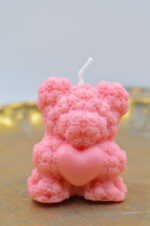 Scented soy candle pink bear