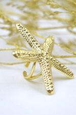 Gold plated brass ring Starfish - Image 2