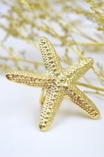 Gold plated brass ring Starfish - Image 4