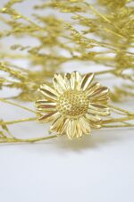 Gold plated brass ring Sunflower - Image 4