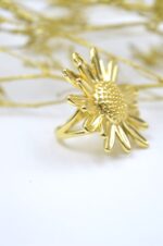 Gold plated brass ring Sunflower - Image 2