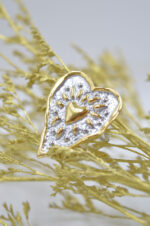 Heart ring made of steel silver-gold