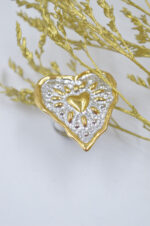 Heart ring made of steel silver-gold - Image 2