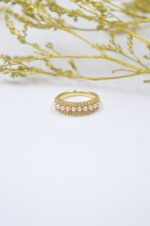 Gold plated brass ring with pearls - Image 2