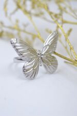 Silver stainless steel ring Butterfly