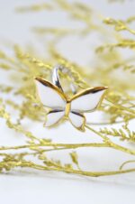 Gold and silver plated stainless steel ring Butterfly