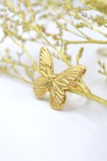 Gold plated stainless steel ring Butterfly - Image 3