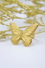 Gold plated stainless steel ring Butterfly