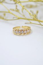 Gold plated brass ring with zircons - Image 2