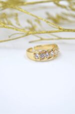 Gold plated brass ring with zircons - Image 3
