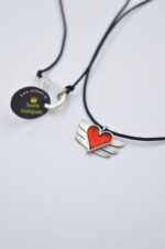 Acme Art Handmade winged heart necklace 925 silver with enamel