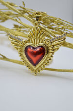 Winged heart with burgundy enamel and zircons - Image 5